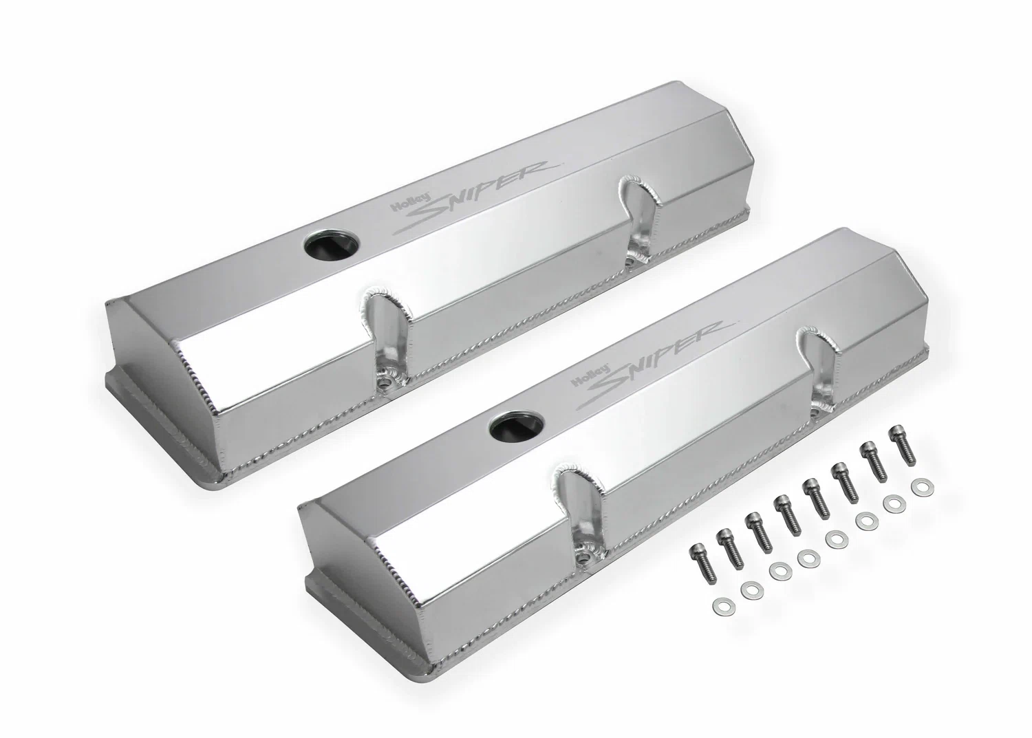 Sniper Fabricated Aluminum Valve Cover - Chevy Small Block - Natural - 890010